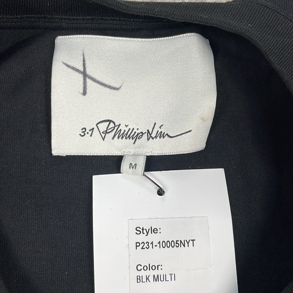 NWT 3.1 Phillip Lim We Are NY One Shoulder Twist T Shirt Tee Black Sz M - Picture 9 of 12